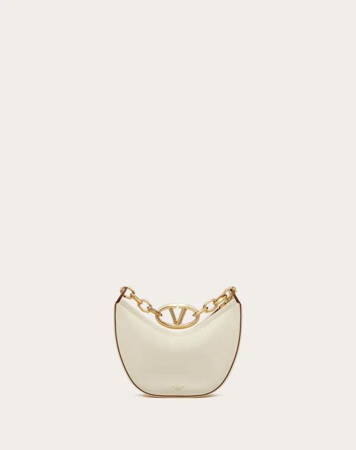 Valentino Shoulder Bags Woman Vlogo Moon Mini Hobo Bag In Nappa Leather With Chain For Woman In Ivory Ivory Valentino Shoulder Bags Woman Vlogo Moon Mini Hobo Bag In Nappa Leather With Chain For Woman In Ivory Ivory