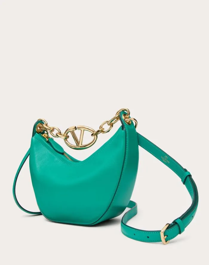 Valentino Shoulder Bags Woman Vlogo Moon Mini Hobo Bag In Nappa Leather With Chain For Woman In Ivory Ivory Valentino Shoulder Bags Woman Vlogo Moon Mini Hobo Bag In Nappa Leather With Chain For Woman In Ivory Ivory