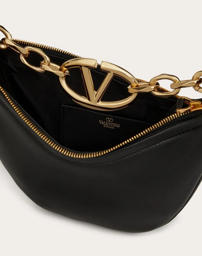 Valentino Shoulder Bags Woman Vlogo Moon Mini Hobo Bag In Nappa Leather With Chain For Woman In Ivory Ivory Valentino Shoulder Bags Woman Vlogo Moon Mini Hobo Bag In Nappa Leather With Chain For Woman In Ivory Ivory