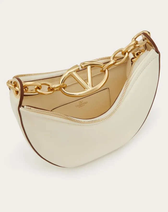 Valentino Shoulder Bags Woman Vlogo Moon Mini Hobo Bag In Nappa Leather With Chain For Woman In Ivory Ivory Valentino Shoulder Bags Woman Vlogo Moon Mini Hobo Bag In Nappa Leather With Chain For Woman In Ivory Ivory