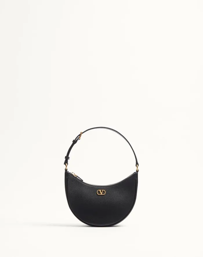 Valentino Shoulder Bags Woman Vlogo Signature Mini Hobo Bag In Grainy Calfskin For Woman In Black Black Valentino Shoulder Bags Woman Vlogo Signature Mini Hobo Bag In Grainy Calfskin For Woman In Black Black