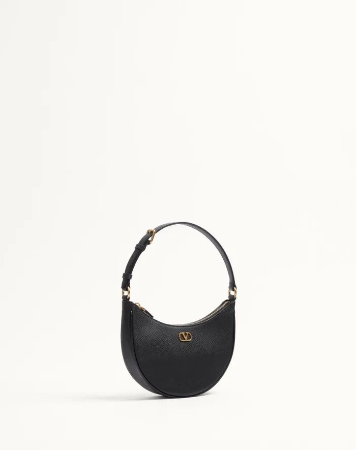Valentino Shoulder Bags Woman Vlogo Signature Mini Hobo Bag In Grainy Calfskin For Woman In Black Black Valentino Shoulder Bags Woman Vlogo Signature Mini Hobo Bag In Grainy Calfskin For Woman In Black Black