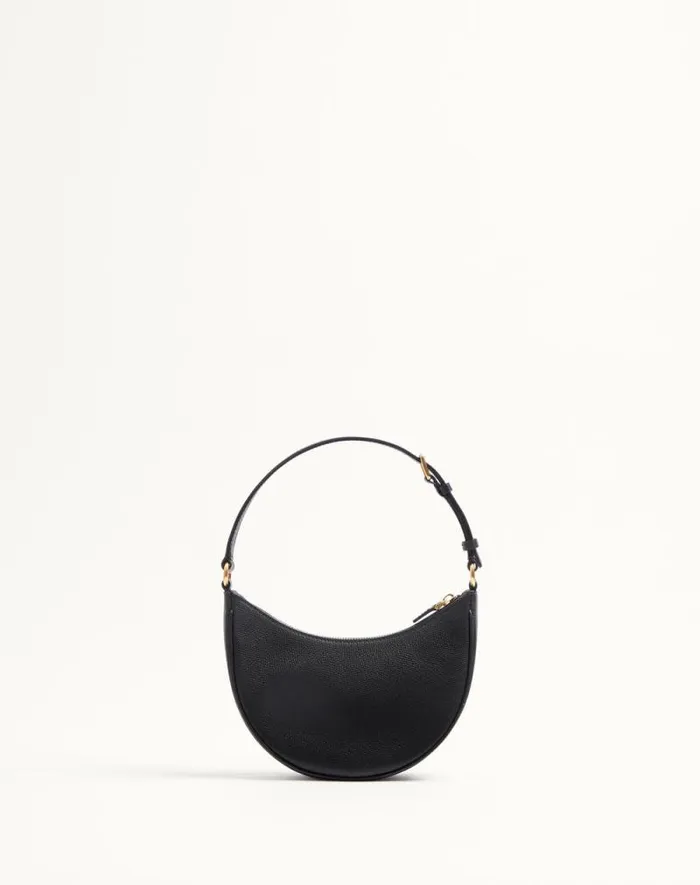 Valentino Shoulder Bags Woman Vlogo Signature Mini Hobo Bag In Grainy Calfskin For Woman In Black Black Valentino Shoulder Bags Woman Vlogo Signature Mini Hobo Bag In Grainy Calfskin For Woman In Black Black