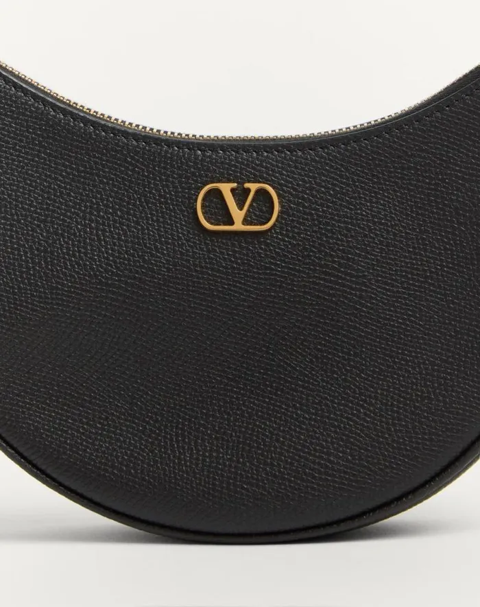 Valentino Shoulder Bags Woman Vlogo Signature Mini Hobo Bag In Grainy Calfskin For Woman In Black Black Valentino Shoulder Bags Woman Vlogo Signature Mini Hobo Bag In Grainy Calfskin For Woman In Black Black