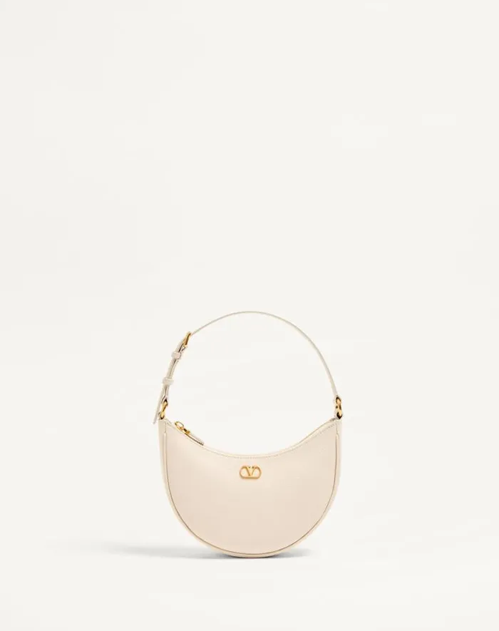 Valentino Shoulder Bags Woman Vlogo Signature Mini Hobo Bag In Grainy Calfskin For Woman In Black Black Valentino Shoulder Bags Woman Vlogo Signature Mini Hobo Bag In Grainy Calfskin For Woman In Black Black