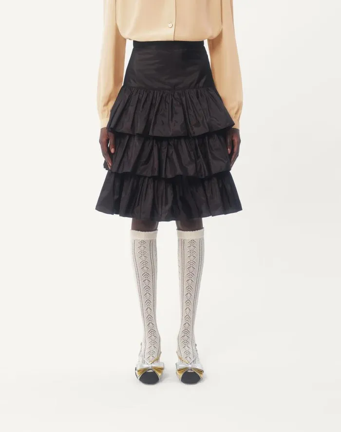 Valentino Skirts Woman Ruffled Taffeta Skirt For Woman In Amethyst Amethyst Valentino Skirts Woman Ruffled Taffeta Skirt For Woman In Amethyst Amethyst