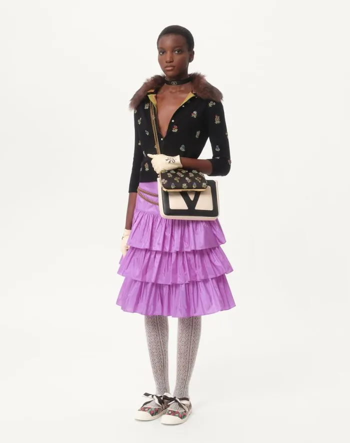 Valentino Skirts Woman Ruffled Taffeta Skirt For Woman In Amethyst Amethyst Valentino Skirts Woman Ruffled Taffeta Skirt For Woman In Amethyst Amethyst