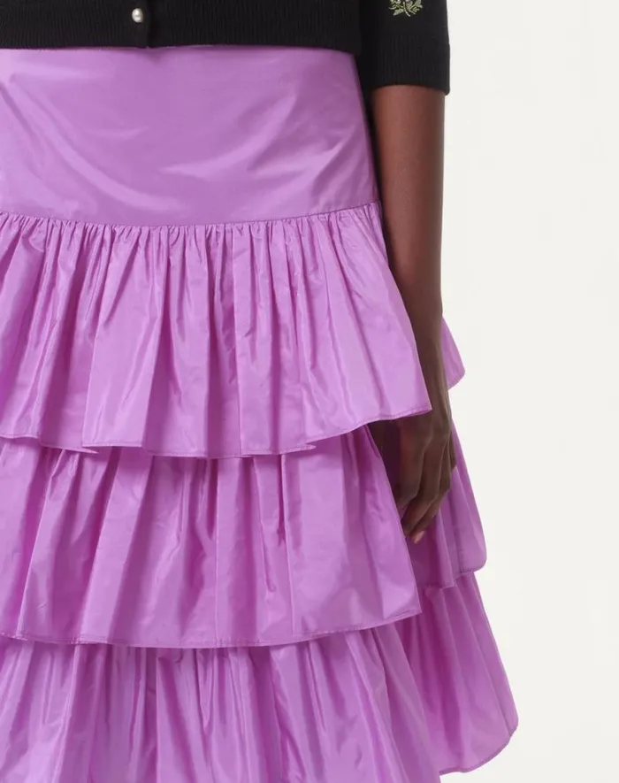 Valentino Skirts Woman Ruffled Taffeta Skirt For Woman In Amethyst Amethyst Valentino Skirts Woman Ruffled Taffeta Skirt For Woman In Amethyst Amethyst