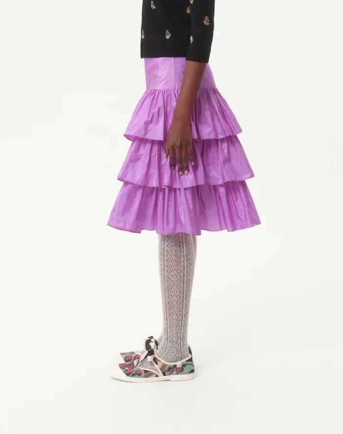 Valentino Skirts Woman Ruffled Taffeta Skirt For Woman In Amethyst Amethyst Valentino Skirts Woman Ruffled Taffeta Skirt For Woman In Amethyst Amethyst