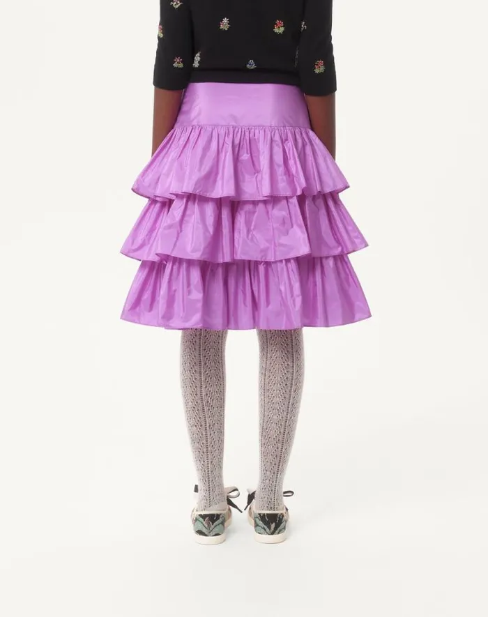Valentino Skirts Woman Ruffled Taffeta Skirt For Woman In Amethyst Amethyst Valentino Skirts Woman Ruffled Taffeta Skirt For Woman In Amethyst Amethyst