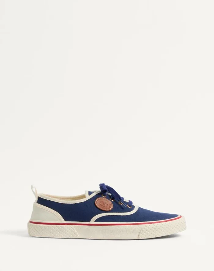 Valentino Sneakers Man Nojoke Sneaker In Canvas Fabric For Man In Indigoivorycuir Indigoivorycuir Valentino Sneakers Man Nojoke Sneaker In Canvas Fabric For Man In Indigoivorycuir Indigoivorycuir
