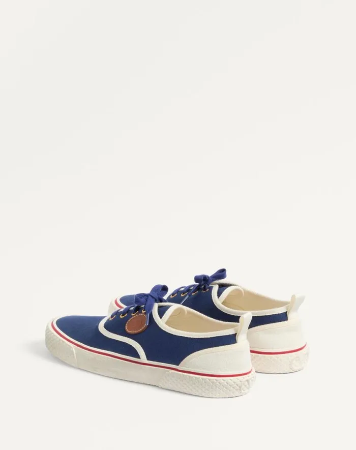Valentino Sneakers Man Nojoke Sneaker In Canvas Fabric For Man In Indigoivorycuir Indigoivorycuir Valentino Sneakers Man Nojoke Sneaker In Canvas Fabric For Man In Indigoivorycuir Indigoivorycuir