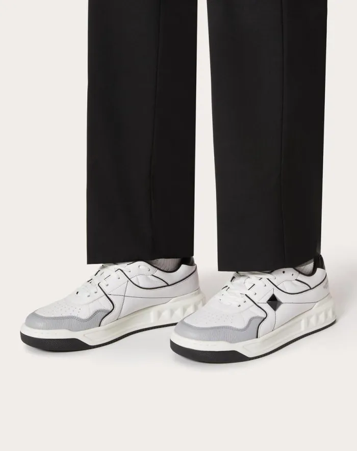 Valentino Sneakers Man One Stud Lowtop Nappa Sneaker For Man In White White Valentino Sneakers Man One Stud Lowtop Nappa Sneaker For Man In White White