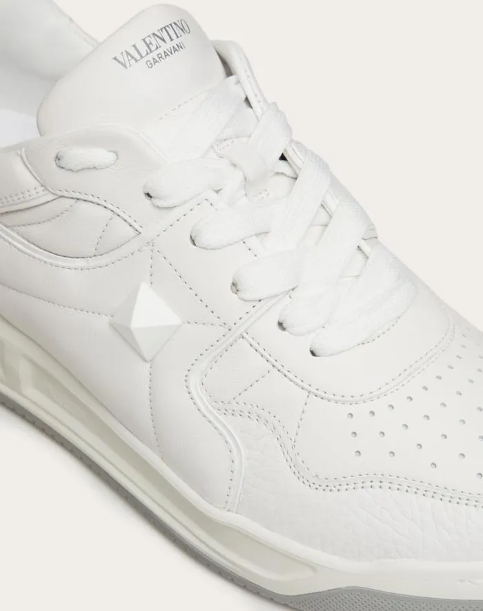 Valentino Sneakers Man One Stud Lowtop Nappa Sneaker For Man In White White Valentino Sneakers Man One Stud Lowtop Nappa Sneaker For Man In White White