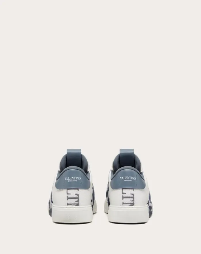 Valentino Sneakers Man Vl7n Lowtop Calfskin And Fabric Sneaker With Bands For Man In Whiteblue Whiteblue Valentino Sneakers Man Vl7n Lowtop Calfskin And Fabric Sneaker With Bands For Man In Whiteblue Whiteblue