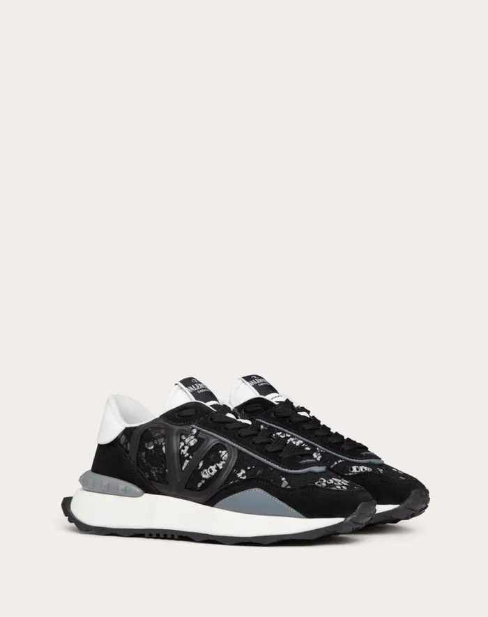 Valentino Sneakers Woman Lace And Mesh Lacerunner Sneaker For Woman In Blackpastel Graystone Blackpastel Graystone Valentino Sneakers Woman Lace And Mesh Lacerunner Sneaker For Woman In Blackpastel Graystone Blackpastel Graystone