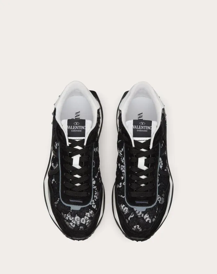 Valentino Sneakers Woman Lace And Mesh Lacerunner Sneaker For Woman In Blackpastel Graystone Blackpastel Graystone Valentino Sneakers Woman Lace And Mesh Lacerunner Sneaker For Woman In Blackpastel Graystone Blackpastel Graystone