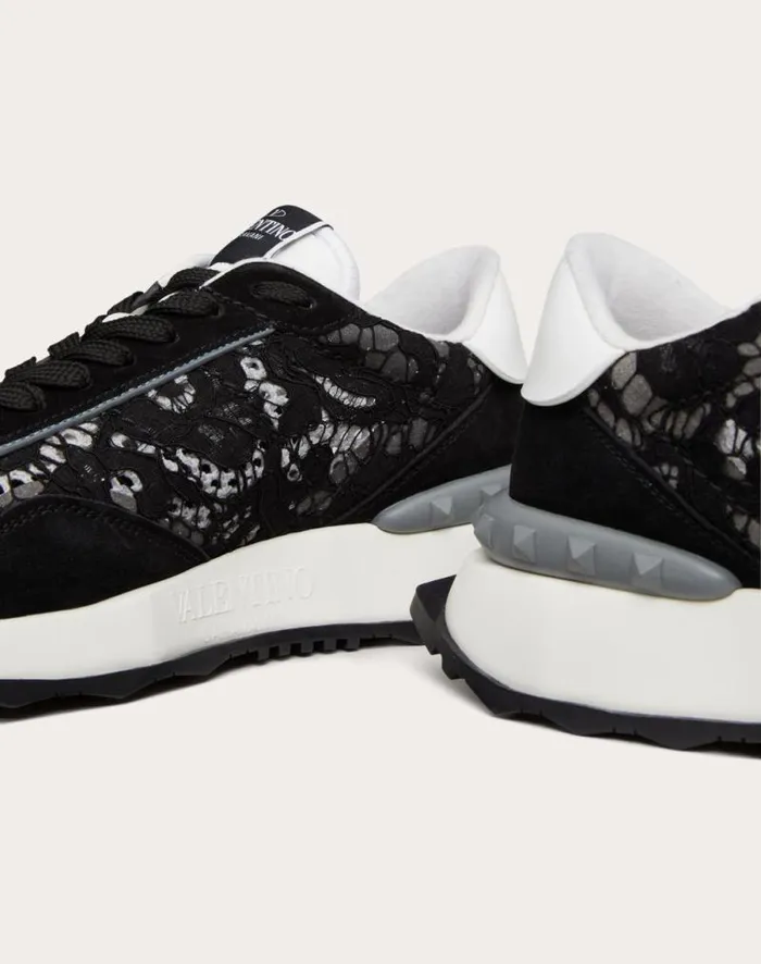Valentino Sneakers Woman Lace And Mesh Lacerunner Sneaker For Woman In Blackpastel Graystone Blackpastel Graystone Valentino Sneakers Woman Lace And Mesh Lacerunner Sneaker For Woman In Blackpastel Graystone Blackpastel Graystone