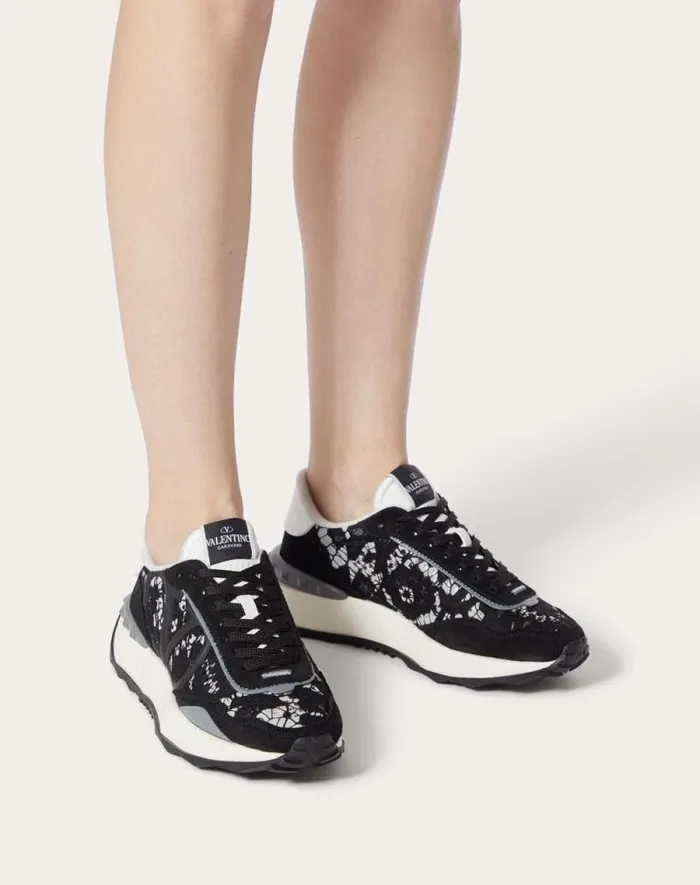 Valentino Sneakers Woman Lace And Mesh Lacerunner Sneaker For Woman In Blackpastel Graystone Blackpastel Graystone Valentino Sneakers Woman Lace And Mesh Lacerunner Sneaker For Woman In Blackpastel Graystone Blackpastel Graystone