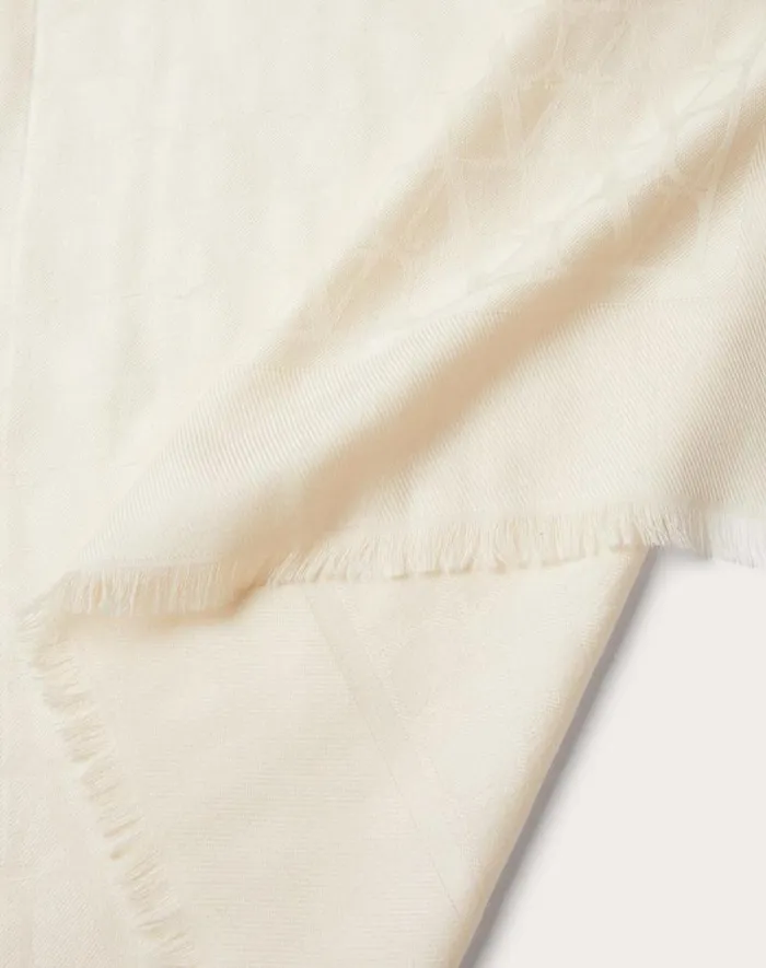 Valentino Soft Accessories Woman Toile Iconographe Wool And Silk Shawl For Woman In Ivory Ivory Valentino Soft Accessories Woman Toile Iconographe Wool And Silk Shawl For Woman In Ivory Ivory