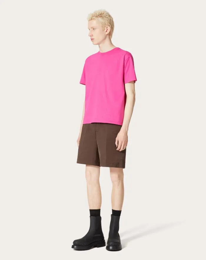 Valentino Tshirts And Sweatshirts Man Cotton Tshirt With Stud For Man In Pink Pp Pink Pp