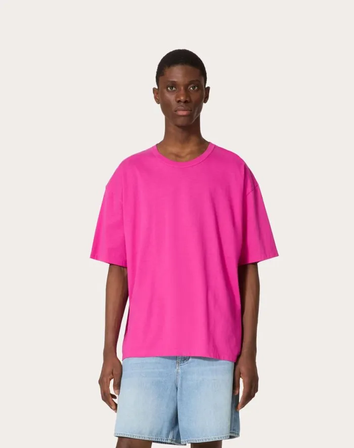 Valentino Tshirts And Sweatshirts Man Cotton Tshirt With Stud For Man In Pink Pp Pink Pp