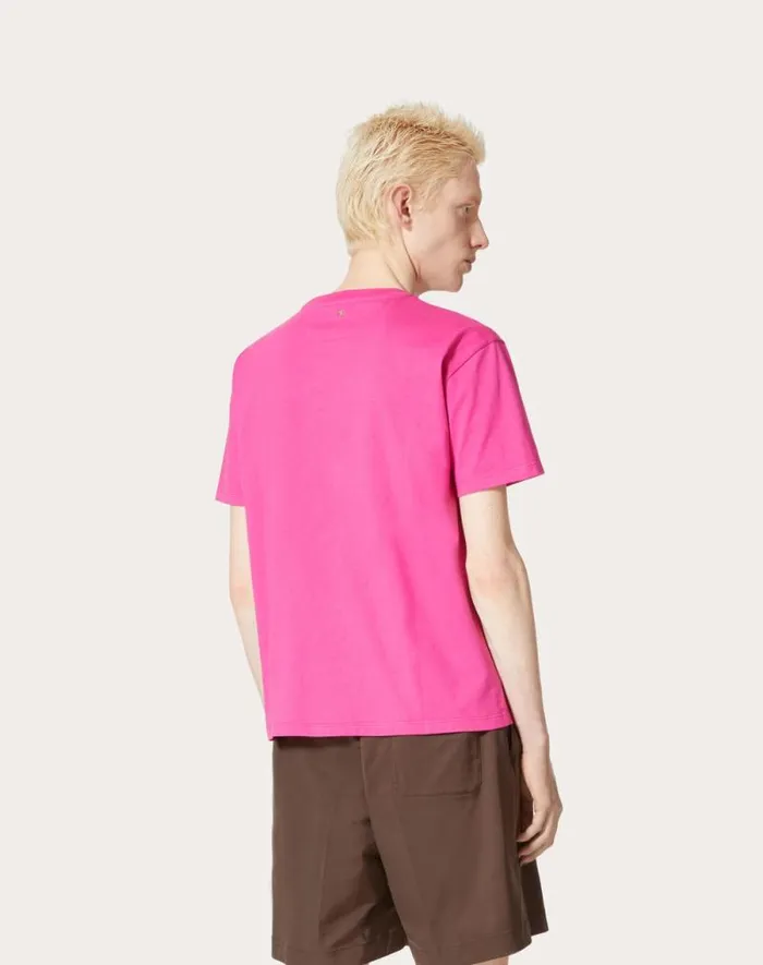 Valentino Tshirts And Sweatshirts Man Cotton Tshirt With Stud For Man In Pink Pp Pink Pp