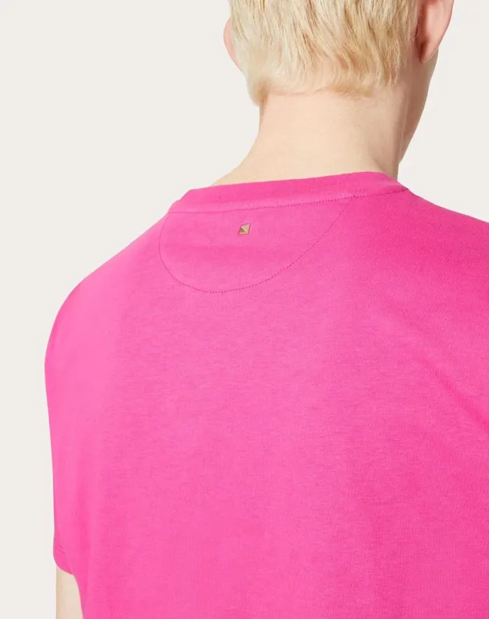 Valentino Tshirts And Sweatshirts Man Cotton Tshirt With Stud For Man In Pink Pp Pink Pp