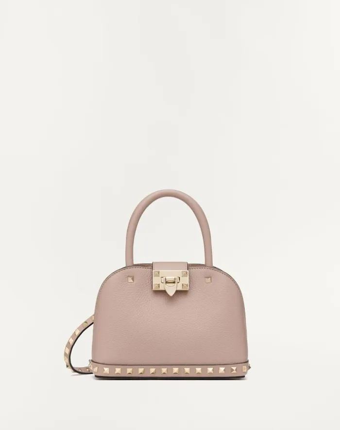 Valentino Top Handle Bags Woman Valentino Garavani Rockstud Small Handbag In Grainy Calfskin For Woman In Black Black Valentino Top Handle Bags Woman Valentino Garavani Rockstud Small Handbag In Grainy Calfskin For Woman In Black Black