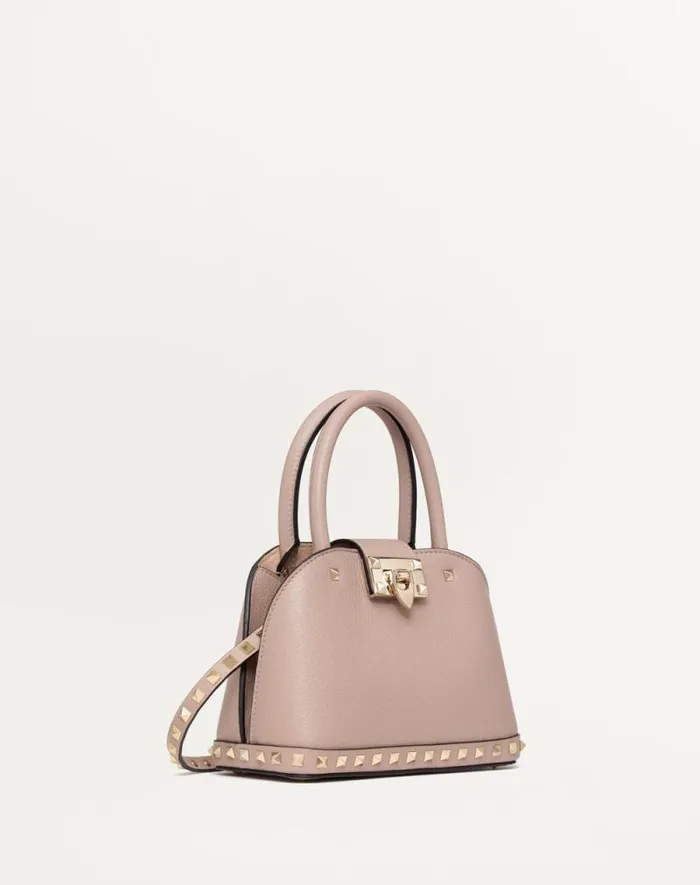 Valentino Top Handle Bags Woman Valentino Garavani Rockstud Small Handbag In Grainy Calfskin For Woman In Black Black Valentino Top Handle Bags Woman Valentino Garavani Rockstud Small Handbag In Grainy Calfskin For Woman In Black Black