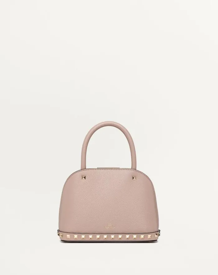 Valentino Top Handle Bags Woman Valentino Garavani Rockstud Small Handbag In Grainy Calfskin For Woman In Black Black Valentino Top Handle Bags Woman Valentino Garavani Rockstud Small Handbag In Grainy Calfskin For Woman In Black Black