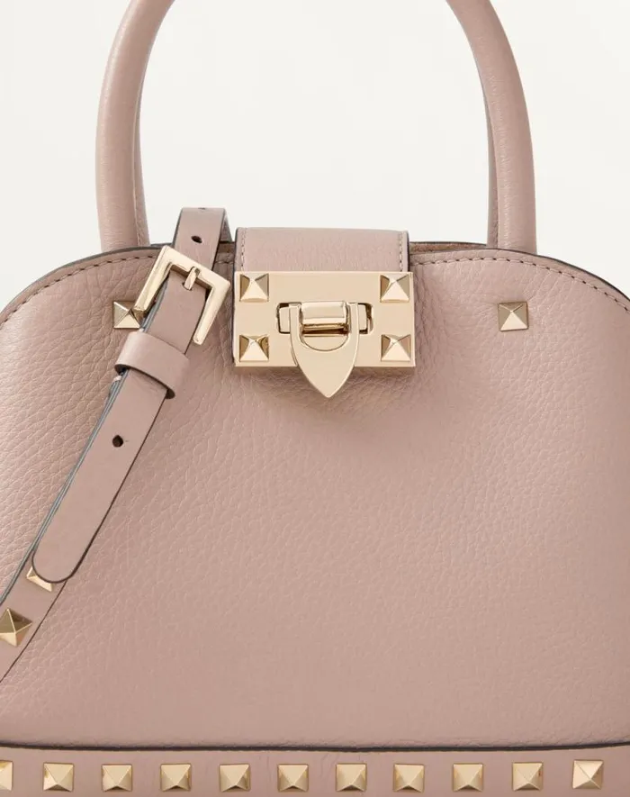 Valentino Top Handle Bags Woman Valentino Garavani Rockstud Small Handbag In Grainy Calfskin For Woman In Black Black Valentino Top Handle Bags Woman Valentino Garavani Rockstud Small Handbag In Grainy Calfskin For Woman In Black Black