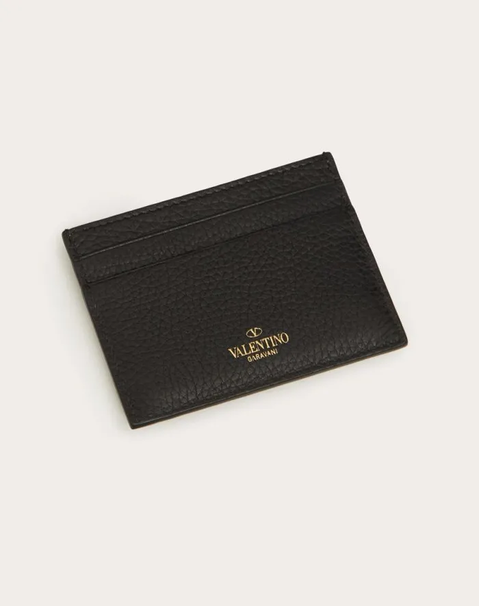 Valentino Wallets And Small Leather Goods Woman Rockstud Grainy Calfskin Cardholder For Woman In Black Black Valentino Wallets And Small Leather Goods Woman Rockstud Grainy Calfskin Cardholder For Woman In Black Black