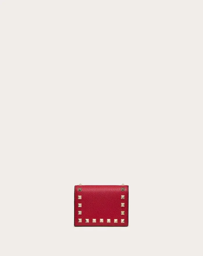 Valentino Wallets And Small Leather Goods Woman Small Rockstud Grainy Calfskin Wallet For Woman In Black Black Valentino Wallets And Small Leather Goods Woman Small Rockstud Grainy Calfskin Wallet For Woman In Black Black