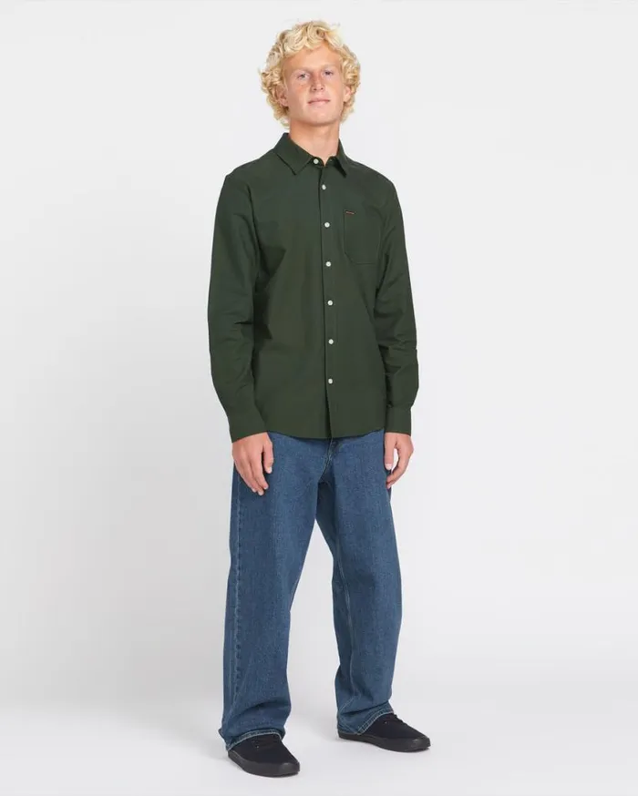 Veeco Oxford Long Sleeve Shirt 8211 Dark Forest Mens Volcom Shirts and Flannels