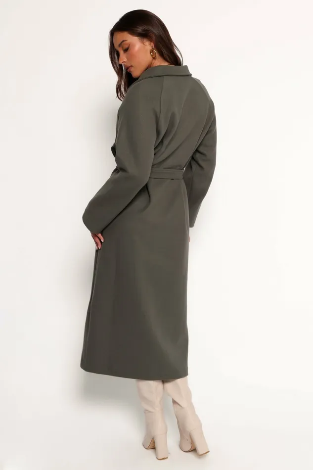 Violeta Tie Front Coat Olive Women Jackets and Coats Petal and Pup