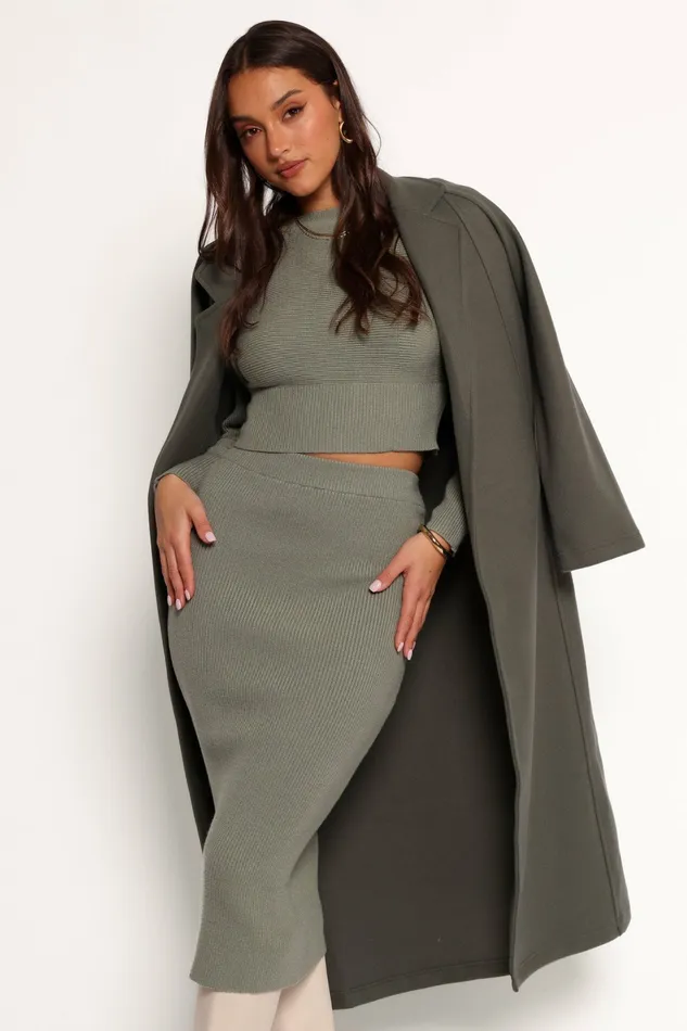 Violeta Tie Front Coat Olive Women Jackets and Coats Petal and Pup