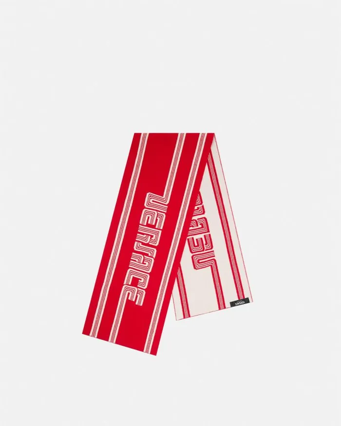 Volcanico Kids Logo Knit Scarf Red Children Versace Accessories