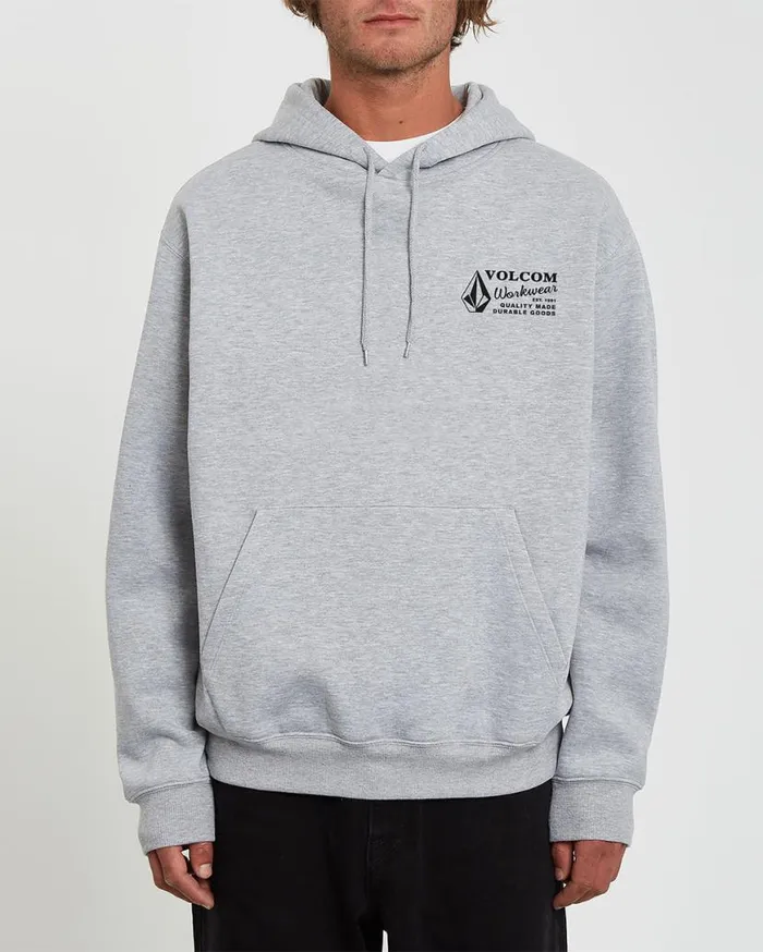 Volcom Workwear Pullover Hoodie 8211 Heather Grey Mens Volcom Hoodies and Sweatshirts