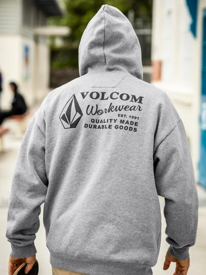 Volcom Workwear Pullover Hoodie 8211 Heather Grey Mens Volcom Hoodies and Sweatshirts