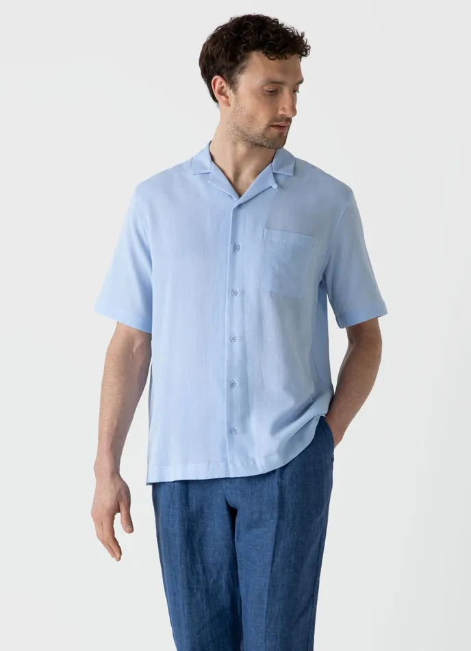 Waffle Camp Collar Shirt Cool Blue Men SUNSPEL Shirts