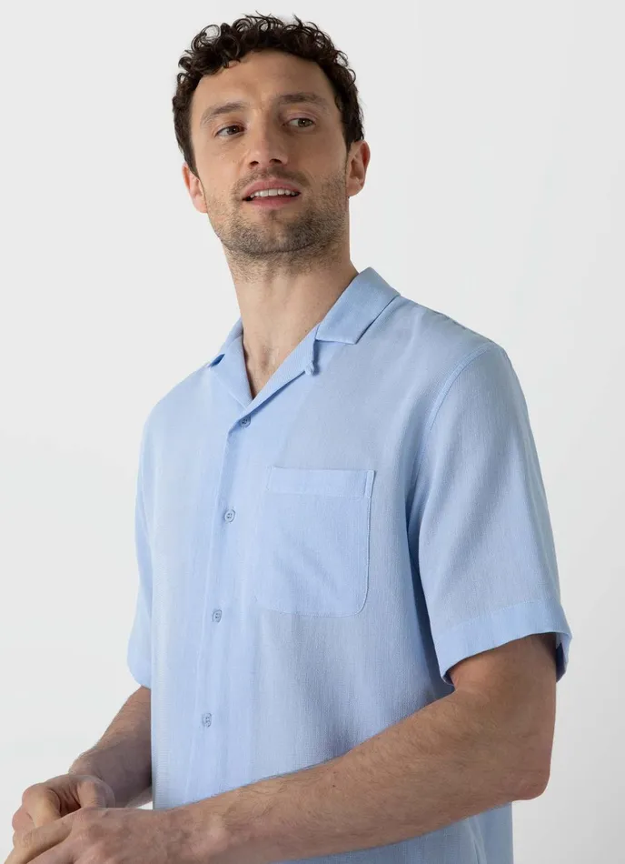 Waffle Camp Collar Shirt Cool Blue Men SUNSPEL Shirts