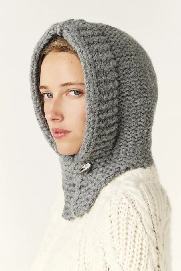 Warm Material Balaclava Yanno Gray Women Baandsh Scarves and Beanies