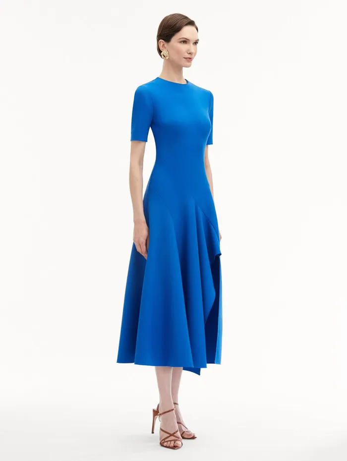 Wave Detail Midi Dress Lapis Women Oscar De La Renta Dresses Wave Detail Midi Dress Lapis Women Oscar De La Renta Dresses