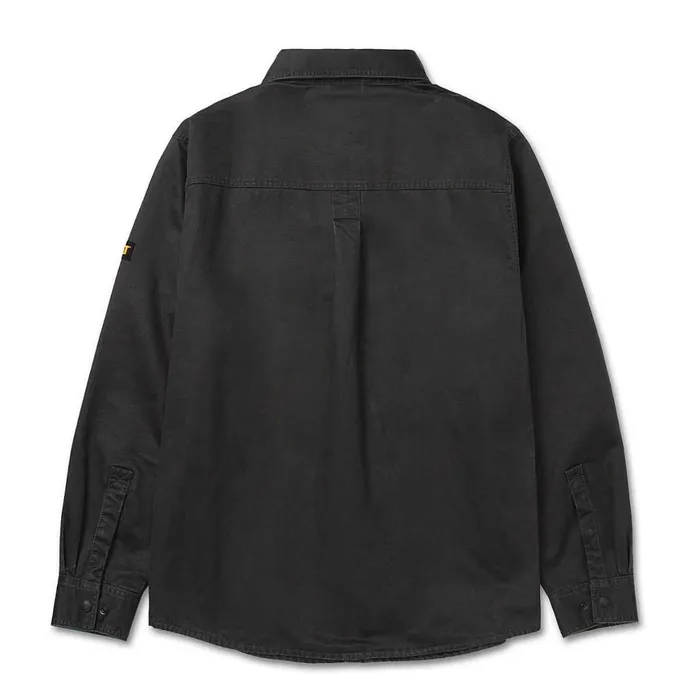 Waxed Cotton Shirt Jacket Black Men Cat Footwear Tops and Outerwear