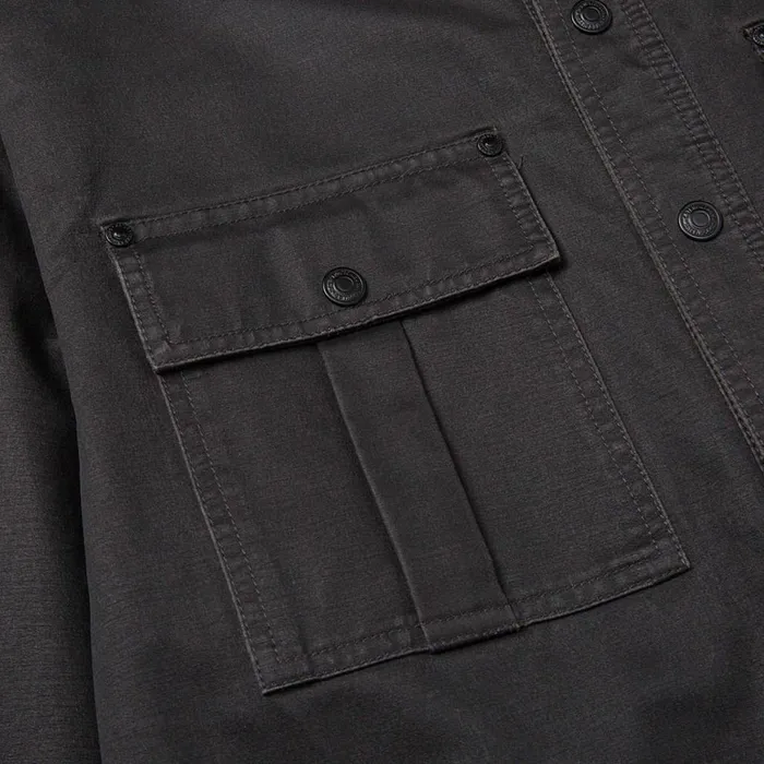 Waxed Cotton Shirt Jacket Black Men Cat Footwear Tops and Outerwear