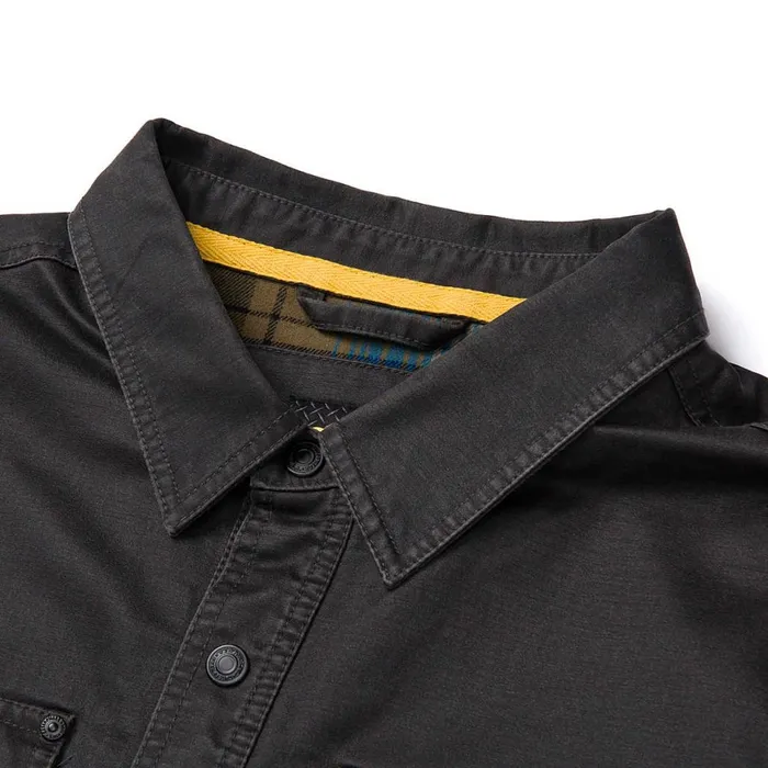 Waxed Cotton Shirt Jacket Black Men Cat Footwear Tops and Outerwear