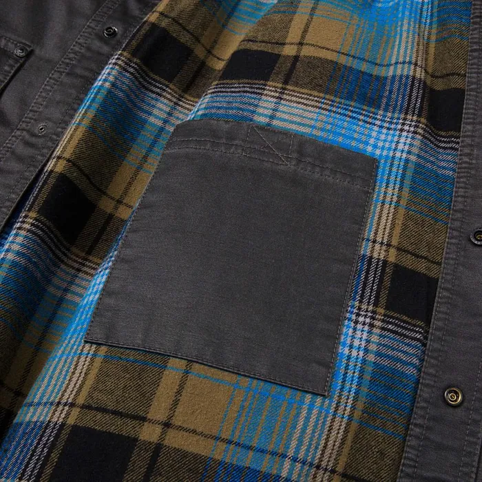 Waxed Cotton Shirt Jacket Black Men Cat Footwear Tops and Outerwear