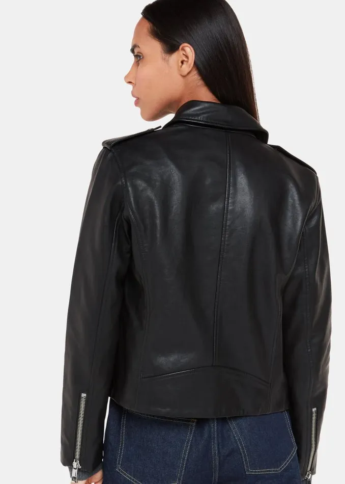 Whistles Coats and Jackets Black Agnes Pocket Leather Jacket 8211 Women