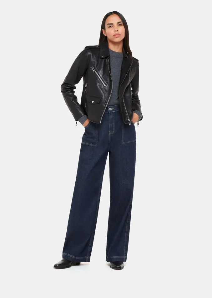 Whistles Coats and Jackets Black Agnes Pocket Leather Jacket 8211 Women